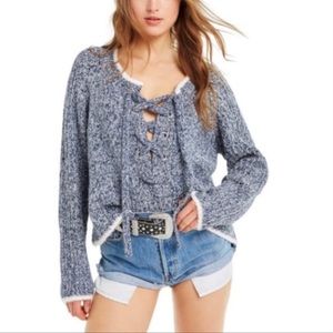 Wildfox Queen Oxford Knit Lace-Up Sweater